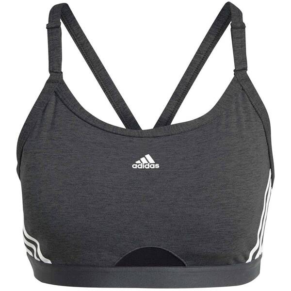 Stanik damski adidas Aeroreact Training Light-Support 3-Stripes Bra ciemnoszary HC7870