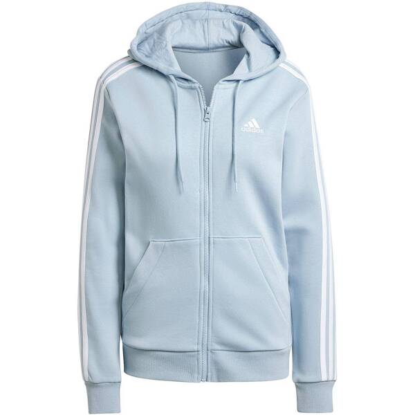 Bluza damska adidas Essentials 3-Stripes Full-Zip Fleece błękitna IR6076