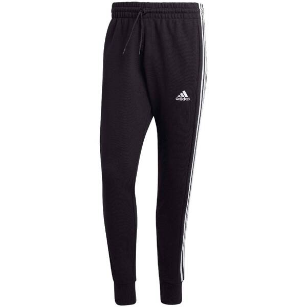 Spodnie męskie adidas Essentials French Terry Tapered Cuff 3-Stripes czarne HA4337